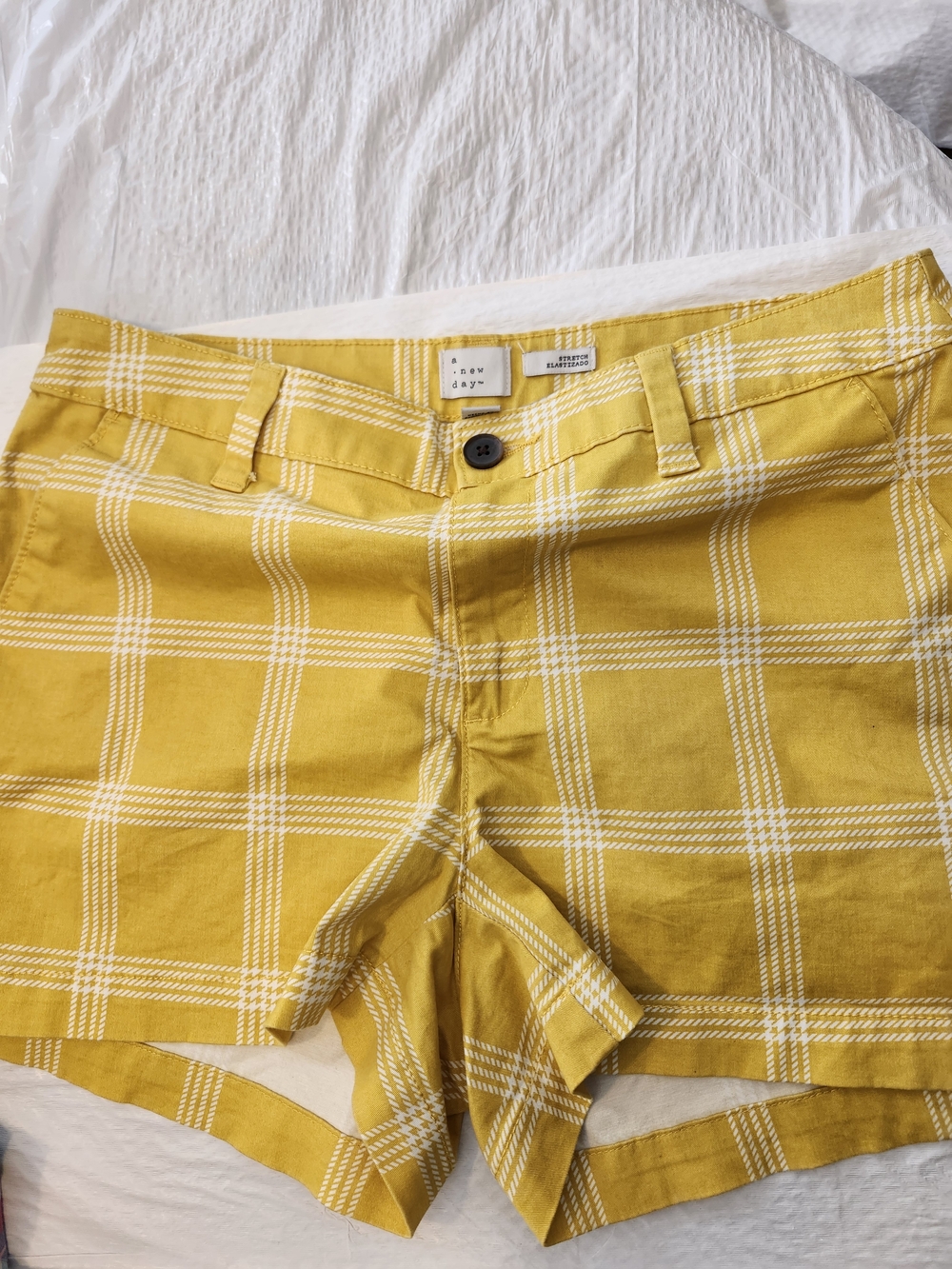 a new day Yellow Plaid Women's Jean Shorts